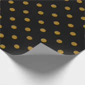 Gold Glitzer Polka Dots auf soliden Schwarz Geschenkpapier (Ecke)