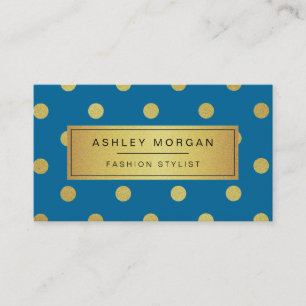 Gold Glitzer Polka Dots - Classy Royal Blue Visitenkarte