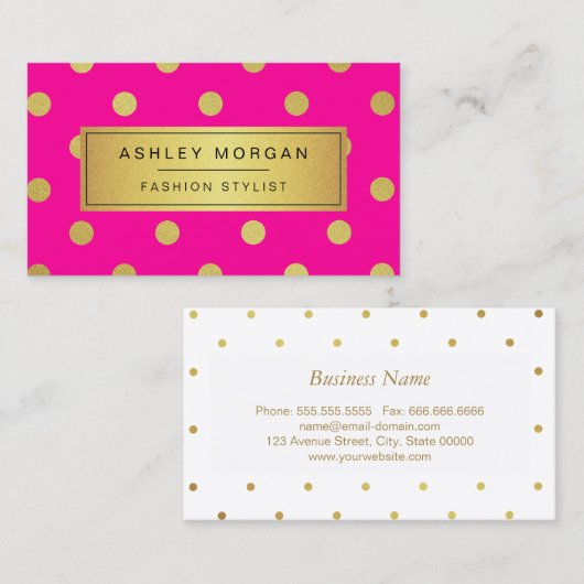 Gold Glitzer Polka Dots - Stilvolles Schönheitsros Visitenkarte (Vorne/Hinten)