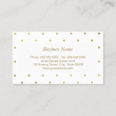 Gold Glitzer Polka Dots - Stilvolles Schönheitsros Visitenkarte (Rückseite)