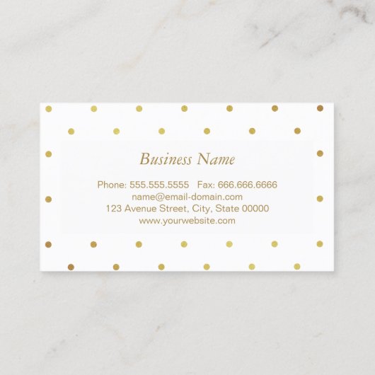 Gold Glitzer Polka Dots - Stilvolles Schönheitsros Visitenkarte (Rückseite)