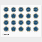 Gold Glitzer & Preußen Blue Wedding Monogram Siege Runder Aufkleber (Blatt)
