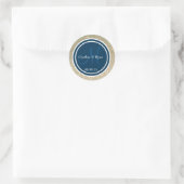 Gold Glitzer & Preußen Blue Wedding Monogram Siege Runder Aufkleber (Tasche)