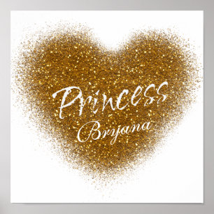 Gold Glitzer PRINCESS Kinderzimmer Wall Print Poster