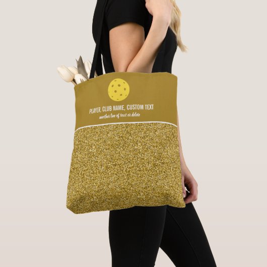Gold Glitzer Print Custom Pickleball Paddle Tasche (Von Nahem)