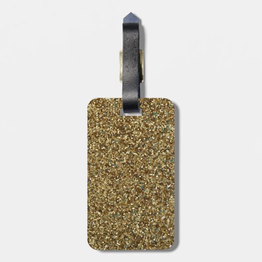 Gold Glitzer Print Metallic Gepäckmarke Gepäckanhänger (Rückseite vertikal)