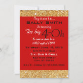 Gold Glitzer Print Over the Hill 40. Geburtstag Einladung (Rückseite)
