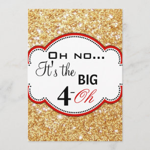 Gold Glitzer Print Over the Hill 40. Geburtstag Einladung