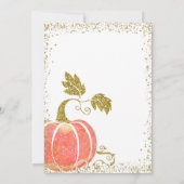 Gold Glitzer Pumpkin Fall Baby Dusche Einladung (Rückseite)
