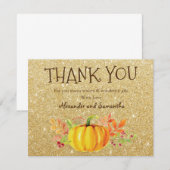 Gold Glitzer Pumpkin Fall Danke Karte (Vorne/Hinten)