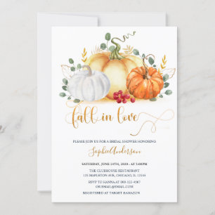 Gold Glitzer Pumpkin Fall in Liebe Brautparty Einladung