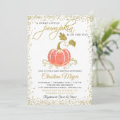 Gold Glitzer Pumpkin Gender Neutral Baby Dusche Einladung (Stehend Vorderseite)