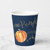 Gold Glitzer Pumpkin Navy Blue Boy Baby Shooter Pappbecher (Vorderseite)