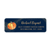 Gold Glitzer Pumpkin Navy Blue Fall Rücksendeadres (Vorne)
