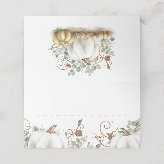 Gold Glitzer Pumpkins Hochzeit im Herbst Platzkarte (Außenseite Aufgefaltet)