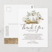 Gold Glitzer Pumpkins und Greenery Vielen Dank Postkarte (Vorne/Hinten)