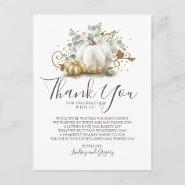 Gold Glitzer Pumpkins und Greenery Vielen Dank Postkarte