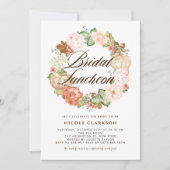 Gold Glitzer Pumpkins Wreath Fall Bridal Luncheon Einladung (Vorderseite)