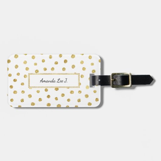 Gold-Glitzer-Punkte Gepäckanhänger (Vorderseite horizontal)