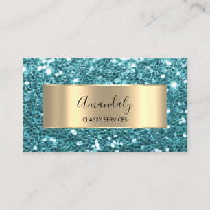Gold Glitzer QR Code Logo Tiffanyys Blue Water B Visitenkarte