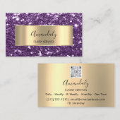 Gold Glitzer QR Code Logo Violet Lila Amethyst Visitenkarte (Vorne/Hinten)