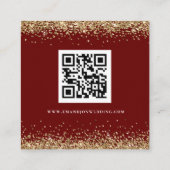 Gold Glitzer QR Code Wedding Burgundy Online UAWG Begleitkarte (Rückseite)