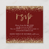 Gold Glitzer QR Code Wedding Burgundy Online UAWG Begleitkarte (Vorderseite)