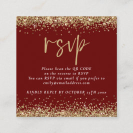 Gold Glitzer QR Code Wedding Burgundy Online UAWG Begleitkarte