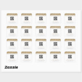 Gold Glitzer QR Code Wedding Website Quadratischer Aufkleber (Blatt)