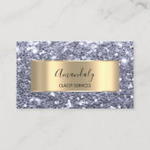 Gold Glitzer QRCode Logo Beauty Shop Blue Gray B Visitenkarte (Vorderseite)