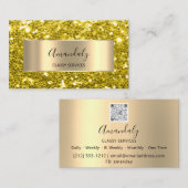 Gold Glitzer QRCode Logo Lemon Gelbes grünes Busin Visitenkarte (Vorne/Hinten)
