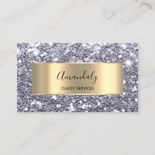 Gold Glitzer QRCode Logo Violet Lila Gray Spark Visitenkarte