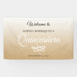 Gold Glitzer Quinceañera 15. Geburtstag Willkommen Banner