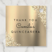 Gold Glitzer Quinceanera Save the Date Geschenkanhänger (Rückseite)