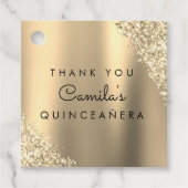 Gold Glitzer Quinceanera Save the Date Geschenkanhänger (Vorderseite)