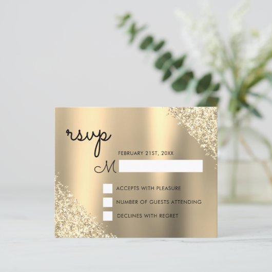 Gold Glitzer Quinceanera UAWG (Stehend Vorderseite)