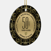 Gold Glitzer Rahmen 50 Jahre Hochzeit Keramik Ornament (Rechts)