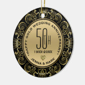 Gold Glitzer Rahmen 50 Jahre Hochzeit Keramik Ornament (Links)