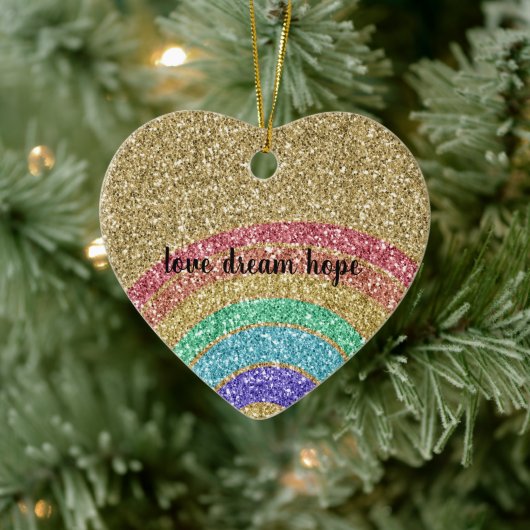 Gold Glitzer Rainbow Keramik Ornament (Baum)