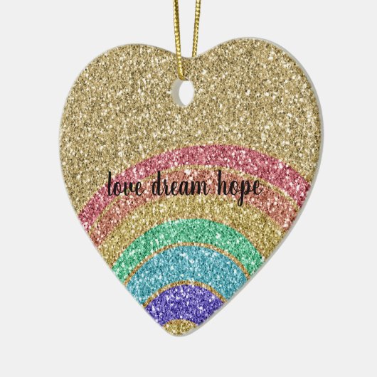Gold Glitzer Rainbow Keramik Ornament (Links)