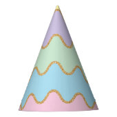 Gold Glitzer Rainbow Wavy Muster Party Hat Partyhütchen (Vorderseite)