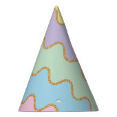 Gold Glitzer Rainbow Wavy Muster Party Hat Partyhütchen (Rechts)
