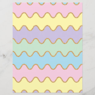 Gold Glitzer Rainbow Wavy Muster Scrapbook Paper