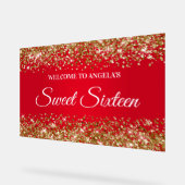 Gold Glitzer Red 16 . Geburtstag Acrylschild (Winkel)