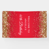 Gold Glitzer Red 40. Geburtstag Vertikal Banner (Horizontal)