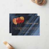 Gold & Glitzer Red Balloons Geburtstag Vielen Dank Mitteilungskarte (Vorderseite/Rückseite Beispiel)