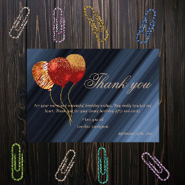 Gold & Glitzer Red Balloons Geburtstag Vielen Dank Mitteilungskarte