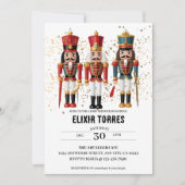 Gold Glitzer Red & Blue Nutcracker Baby Dusche Einladung (Vorderseite)