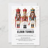 Gold Glitzer Red & Blue Nutcracker Baby Dusche Einladung (Vorderseite)