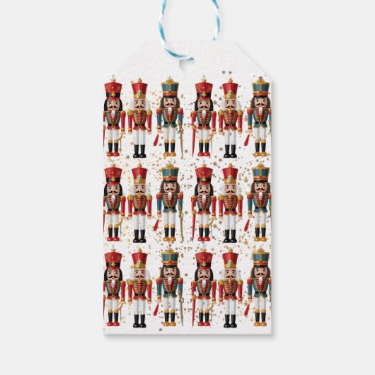 Gold Glitzer Red & Blue Nutcracker Baby Dusche Geschenkanhänger (Rückseite)